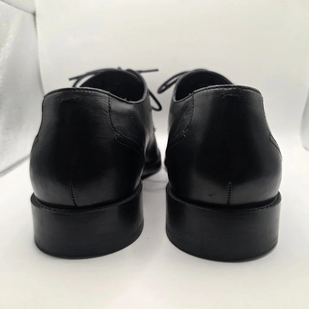 Cole Haan Grand Mens Black Leather Plain Toe Derby Dress Shoes C32351 Size 10M
